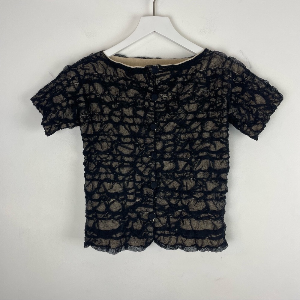 Emporio Armani Black Jacquard Stretch Top Size 42